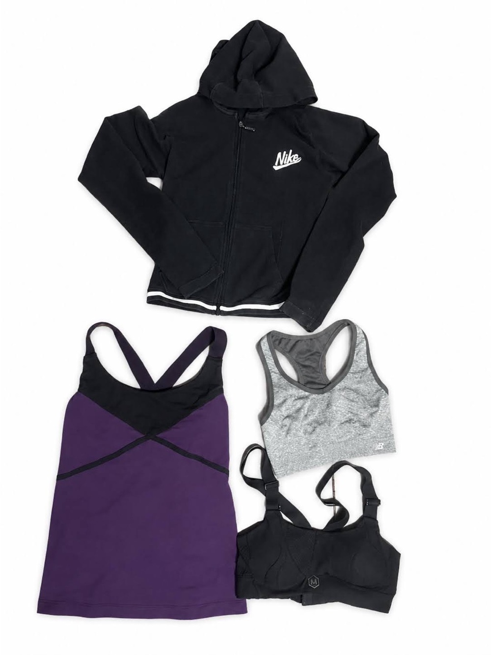 Women Activewear Workout Athletic Lot - NIke Zip, Reebok Tank, Sports Bras XS
